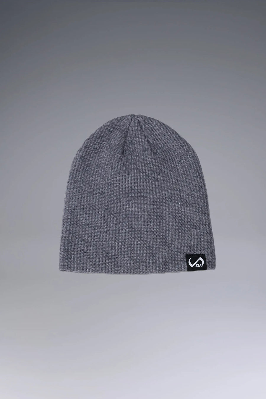 Gray Unisex Knit Skully Beanie features a TLF clip label and uses a premium viscose knit fabric blend for premium comfort by TLF Apparel – front view 