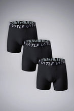 Black Mens Performance Boxer Brief with 6" inseam, moisture-wicking stretch fabric and engineered pouch support by TLF Apparel – front view 