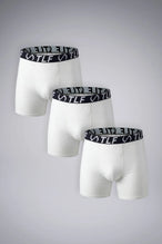 White Mens Performance Boxer Brief 3 Pack with 6" inseam, moisture-wicking stretch fabric and engineered pouch support by TLF Apparel – front view 