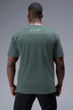Back View Of Back Script Oversized Tee in Green