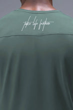 Back View Of Back Script Oversized Tee in Green