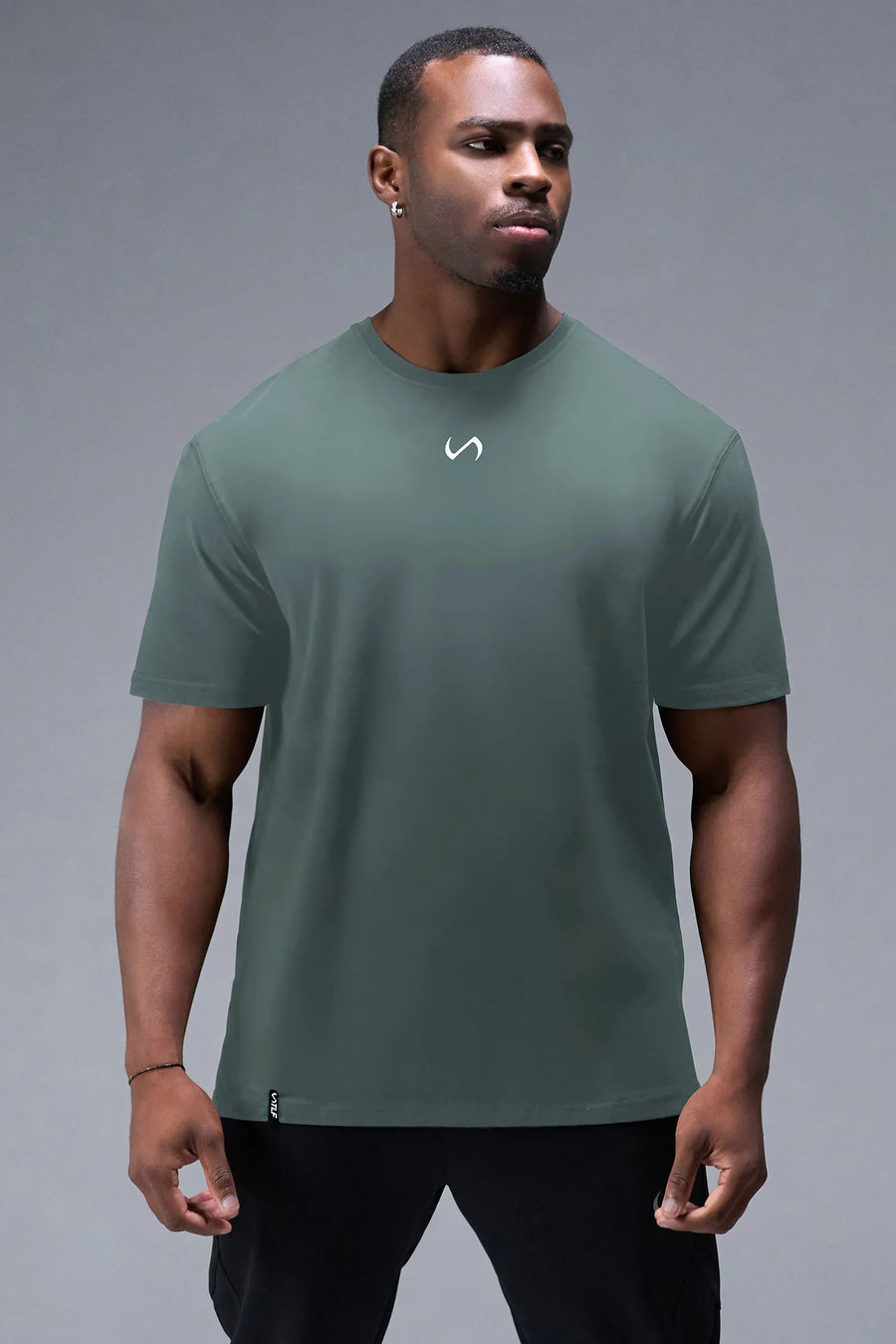 Front View Of Back Script Oversized Tee in Green