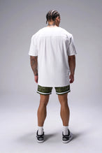 White Classic Script Cotton Luxe Oversized Tee showing back yoke detail and rear right script logo by TLF Apparel – back view