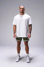 White Classic Script Cotton Luxe Oversized Tee with Take Life Further rear right script logo by TLF Apparel – front view