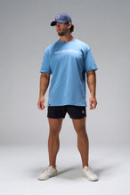 Blue Take Life Further Oversized Tee showing relaxed oversized fit in 93% cotton 7% elastane by TLF Apparel – front view 