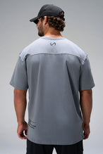 Gray Take Life Further Oversized Tee showing Est 2012 Gym-To-Street back hem callout by TLF Apparel – back view 
