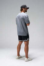 Gray Take Life Further Oversized Tee showing oversized drape and gym-to-street fit by TLF Apparel – side view 