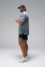 Gray Take Life Further Oversized Tee showing relaxed oversized fit in 93% cotton 7% elastane by TLF Apparel – side view