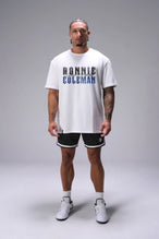 White Ronnie Coleman “signature” Tee showing Ronnie Coleman x TLF chest logo and ultra-soft Cotton Luxe DNA™ fabric by TLF Apparel – front detail view