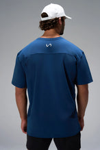 Blue Take Life Further Oversized Tee showing oversized comfort fit back in soft stretch cotton by TLF Apparel – back view