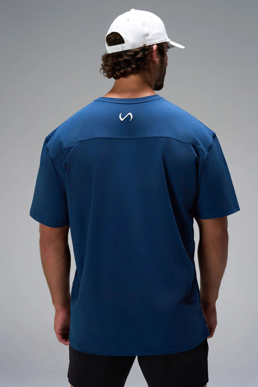 Blue Take Life Further Oversized Tee showing oversized comfort fit back in soft stretch cotton by TLF Apparel – back view