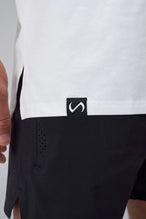 White Take Life Further Oversized Tee showing side split hem and gym-to-street fit by TLF Apparel – detail view