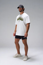 White Take Life Further Oversized Tee showing relaxed oversized fit in 93% cotton 7% elastane by TLF Apparel – side view