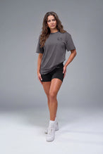 Front View of Gray TLF 3 Strengths Swole Tee, featuring a custom graphic print design in our swole fit for all day wear