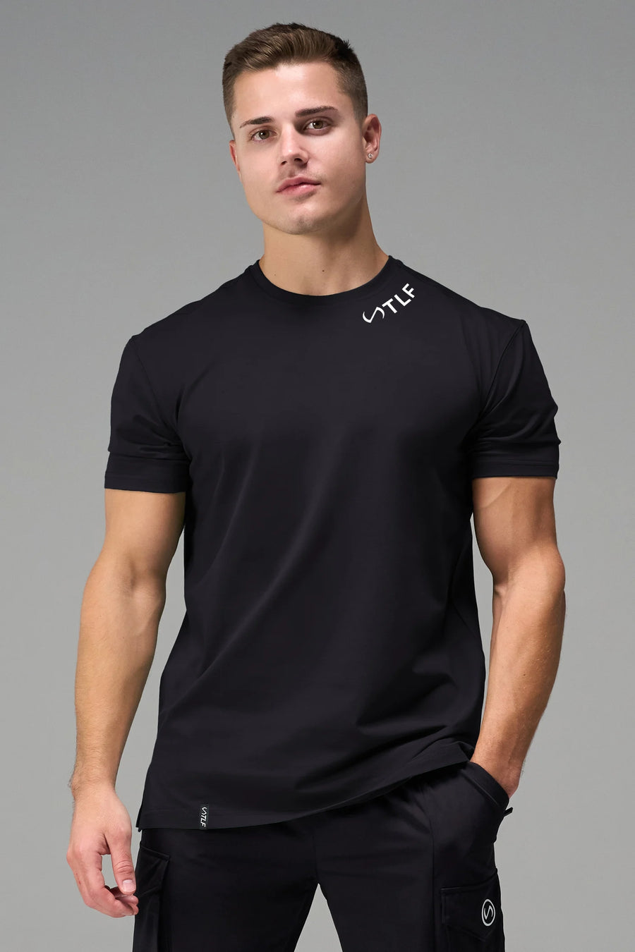 Front View Of TLF Swole Tee in Black