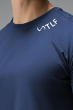 Front Detail View Of TLF Swole Tee in Blue