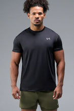 Front View of Black TLF Infi-Dry Swole Tee, crafted with our custom swole fit and utilizing our infi-dry fabric technology