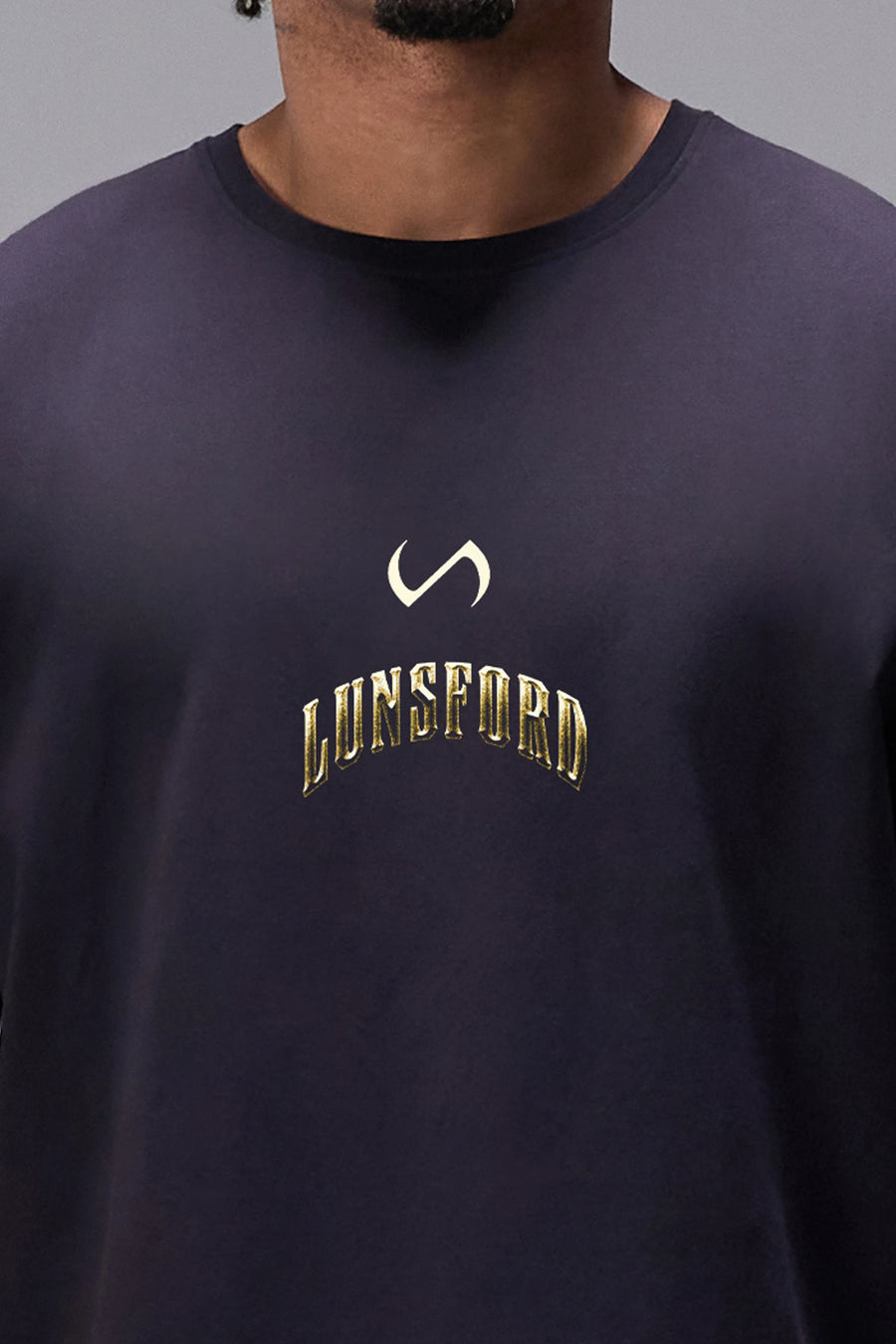 Black Derek Lunsford x TLF Cotton Luxe Oversized with statement Take Life Further upper back graphic by TLF Apparel – detail view 