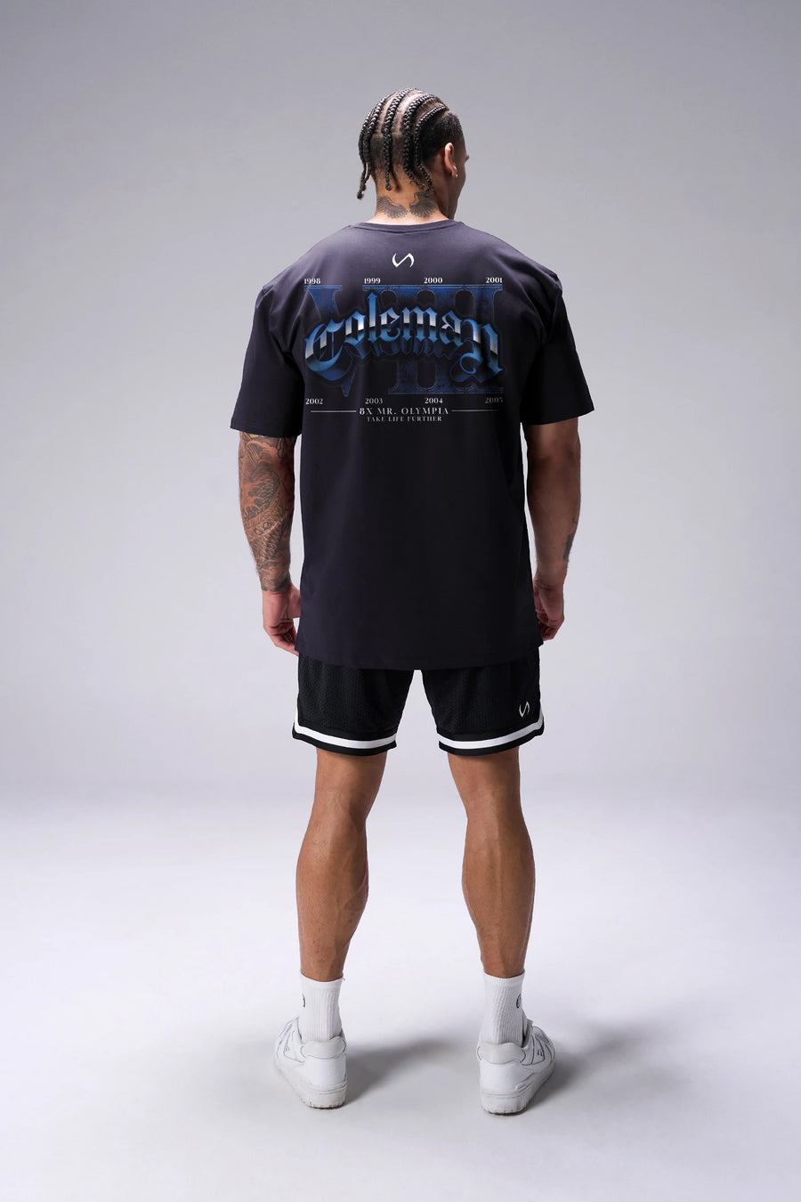 Black Ronnie Coleman “champ” Tee oversized bodybuilding graphic shirt featuring iconic Ronnie Coleman legacy artwork by TLF Apparel – back view