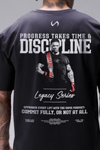 Black Ronnie Coleman “discipline” Tee oversized bodybuilding graphic shirt featuring iconic Ronnie Coleman legacy artwork by TLF Apparel – back detail view