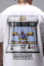 White Ronnie Coleman “Level Up” Tee oversized bodybuilding graphic shirt featuring iconic Ronnie Coleman legacy artwork by TLF Apparel – back detail 
