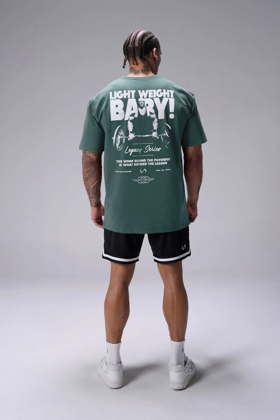 Dark Forest Ronnie Coleman “Light Weight Baby” Tee oversized bodybuilding graphic shirt featuring iconic Ronnie Coleman legacy artwork by TLF Apparel – back view