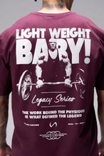 Maroon Ronnie Coleman “Light Weight Baby” Tee oversized bodybuilding graphic shirt featuring iconic Ronnie Coleman legacy artwork by TLF Apparel – back detail view