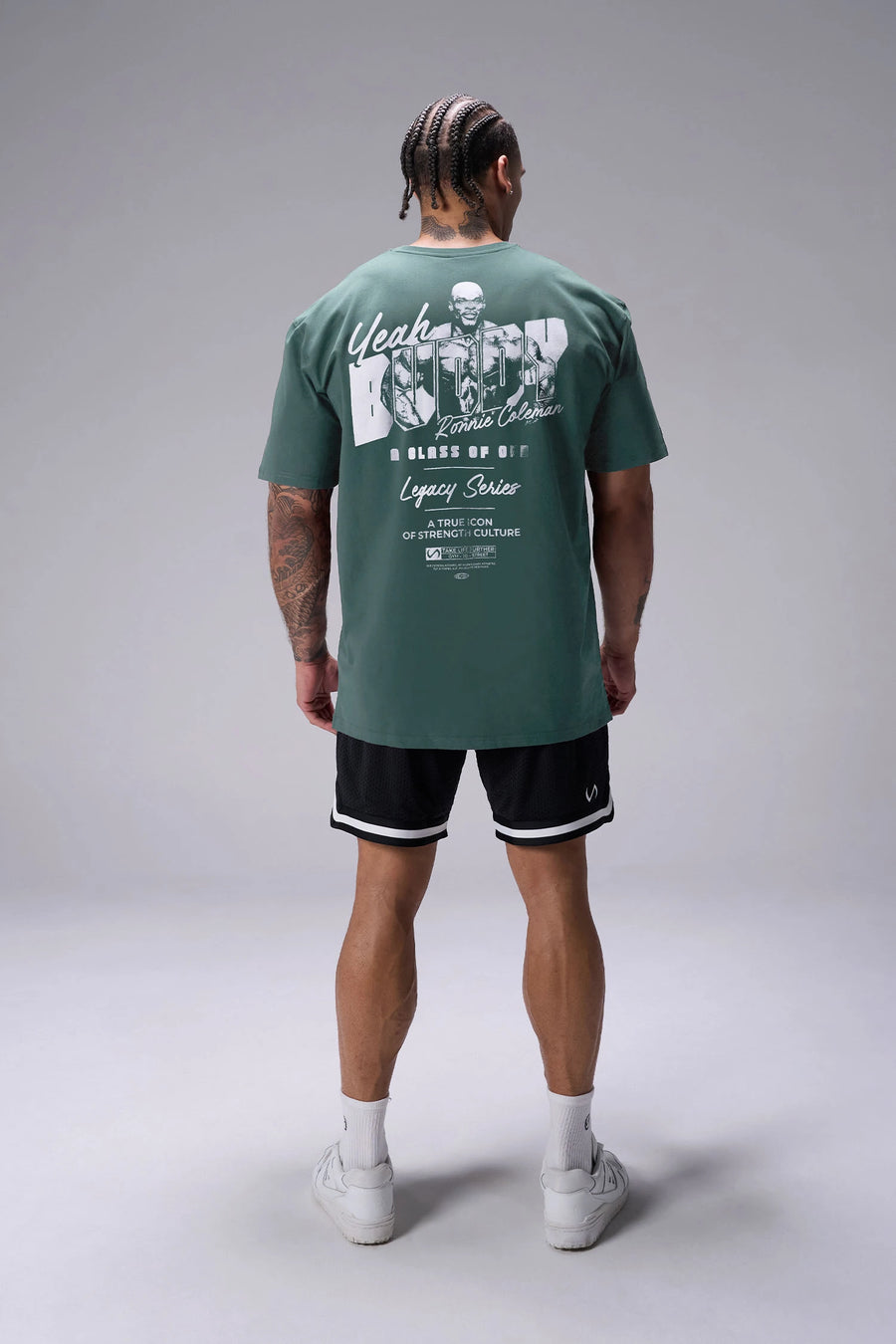Dark Forest Ronnie Coleman “Yeah Buddy” Tee oversized bodybuilding graphic shirt featuring iconic Ronnie Coleman legacy artwork by TLF Apparel – back view