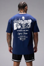 Blue Ronnie Coleman “Yeah Buddy” Tee oversized graphic workout shirt featuring Cotton Luxe DNA™ fabric and Ronnie Coleman legacy artwork by TLF Apparel – back view