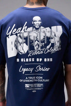 Blue Ronnie Coleman “Yeah Buddy” Tee oversized bodybuilding graphic shirt featuring iconic Ronnie Coleman legacy artwork by TLF Apparel – back detail view