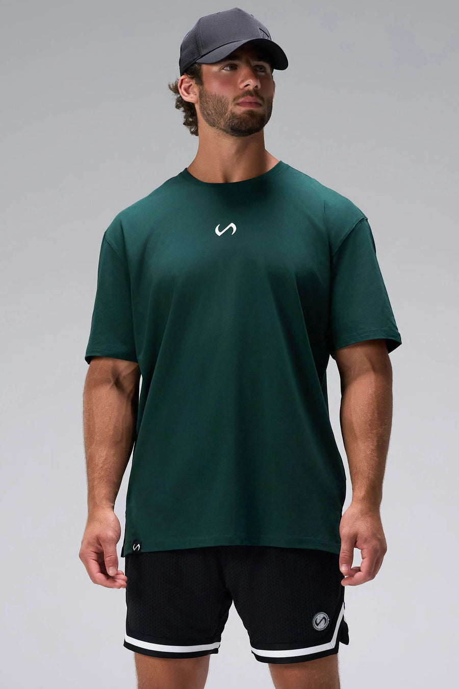 Green Statement Cotton Luxe Oversized Tee with relaxed oversized comfort fit in soft stretch cotton by TLF Apparel – front view