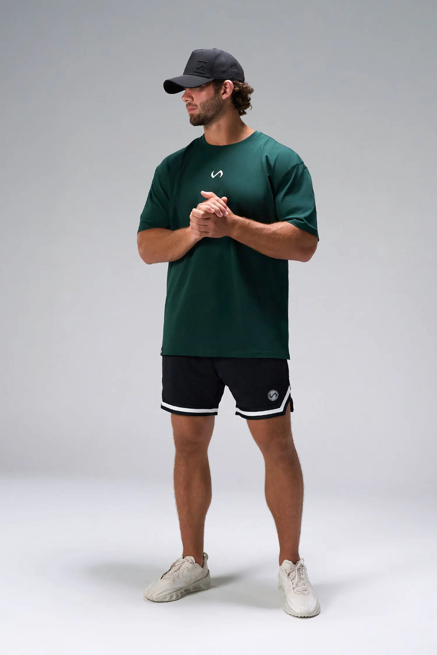 Green Statement Cotton Luxe Oversized Tee showing oversized drape and gym-to-street fit by TLF Apparel – front view
