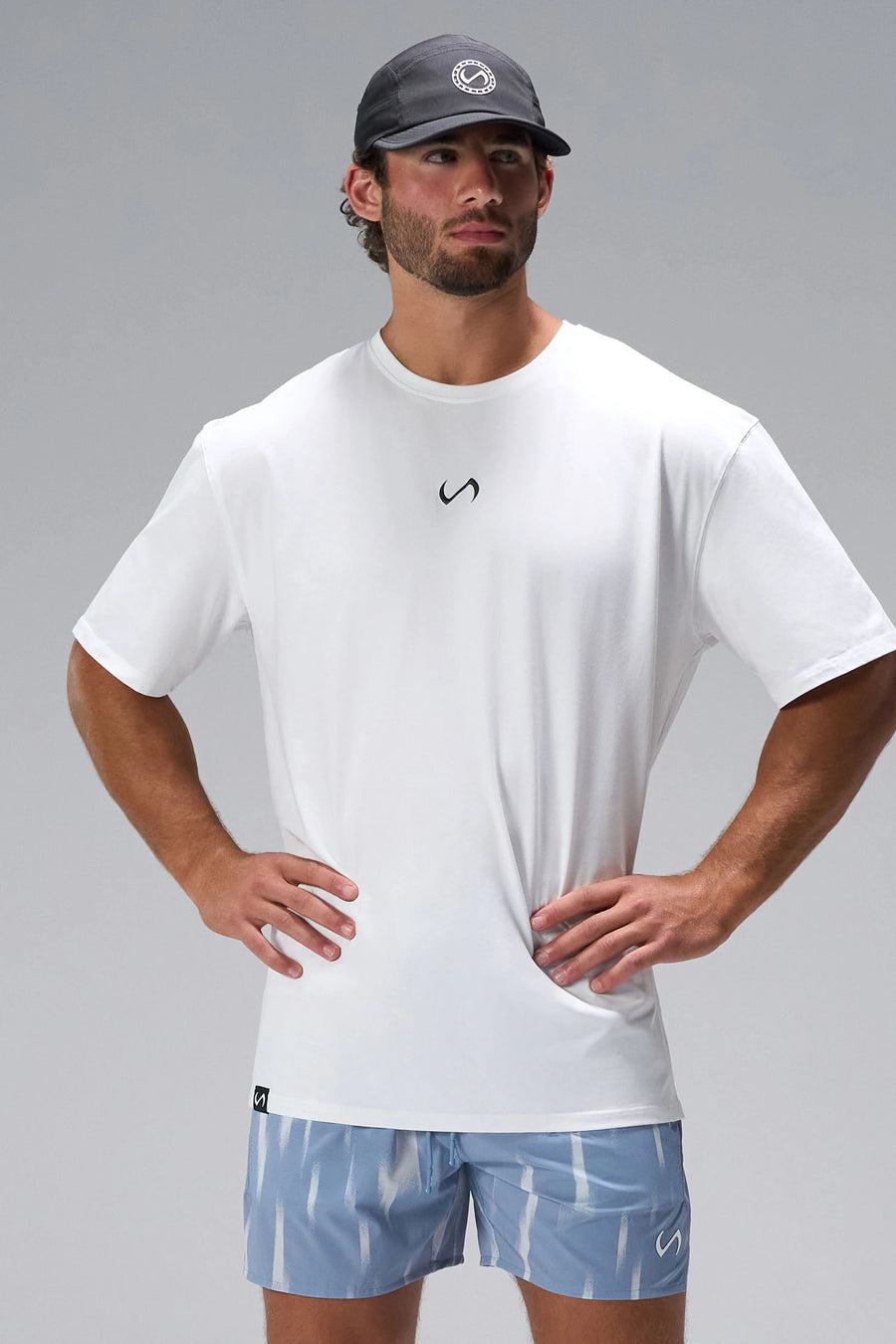 White Statement Cotton Luxe Oversized Tee with relaxed oversized comfort fit in soft stretch cotton by TLF Apparel – front view 
