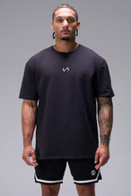 Black Sinister Cotton Luxe Oversized Tee with relaxed oversized comfort fit in soft stretch cotton by TLF Apparel – front view