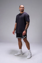 Black Sinister Cotton Luxe Oversized Tee showing relaxed oversized fit in 93% cotton 7% elastane by TLF Apparel – side view