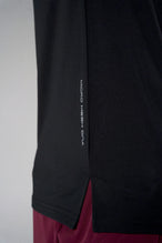 Black Men’s Micro Mesh Tee with a physique-enhancing fit, designed for gym training, HIIT workouts and running by TLF Apparel – side view 