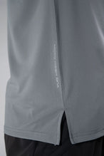 Gray Men’s Micro Mesh Tee with a physique-enhancing fit, designed for gym training, HIIT workouts and running by TLF Apparel – detail side view 