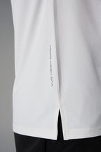 White Men’s Micro Mesh Tee with a physique-enhancing fit, designed for gym training, HIIT workouts and running by TLF Apparel – detail side view 