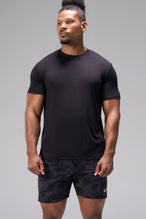 Black Bamboo Crew Neck Essential Tee made with breathable Bamboo Tech DNA™ fabric and relaxed performance fit for training and everyday wear by TLF Apparel – front view