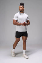 Gray Bamboo Crew Neck Essential Tee showing relaxed side silhouette and breathable bamboo performance fabric by TLF Apparel – side view
