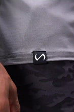 Gray Bamboo Crew Neck Essential Tee showing ultra soft bamboo fabric texture and silicone icon label detail by TLF Apparel – detail view