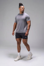 Gray Bamboo Crew Neck Essential Tee showing relaxed side silhouette and breathable bamboo performance fabric by TLF Apparel – side view