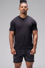 Black Bamboo V Neck Essential Tee made with breathable Bamboo Tech DNA™ fabric and relaxed performance fit for training and everyday wear by TLF Apparel – front view