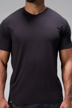 Black Bamboo V Neck Essential Tee showing ultra soft bamboo fabric texture and silicone icon label detail by TLF Apparel – detail view