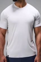Gray Bamboo V Neck Essential Tee showing ultra soft bamboo fabric texture and silicone icon label detail by TLF Apparel – detail view