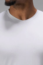 Gray Bamboo V Neck Essential Tee showing ultra soft bamboo fabric texture and silicone icon label detail by TLF Apparel – detail view