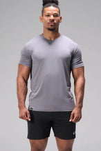 Gray Bamboo V Neck Essential Tee made with breathable Bamboo Tech DNA™ fabric and relaxed performance fit for training and everyday wear by TLF Apparel – front view