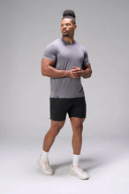 Gray Bamboo V Neck Essential Tee showing fitted side profile and lightweight bamboo performance fabric by TLF Apparel – side view