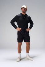 Black Pluma UPF Sun Hoodie with 5-panel hood and UPF 30 protection for all-day wear by TLF Apparel – front view