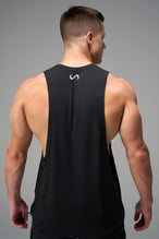 Black Further Air-Flex Drop Arm Tank with breathable 4-way stretch fabric and athletic fit for workouts and daily wear by TLF Apparel – back view